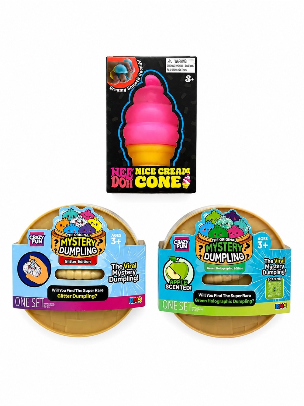 Bundle of 3 viral toys!! Ice cone needoh and 2 Mustery Dumplings!!